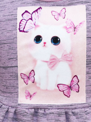 Платье "Kittу" с котенком и бабочками - Размер 116 - Цвет розовый - Картинка #3